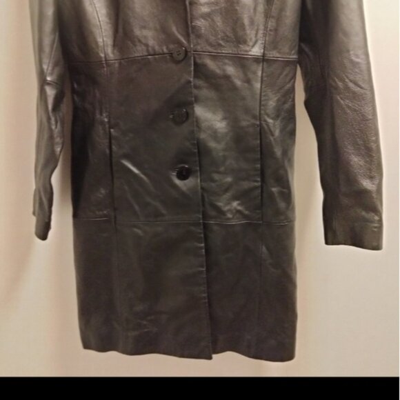 Wilsons Leather Pelle Studio Trench Style Peacoat Jacket (Size M-L - Picture 3 of 10